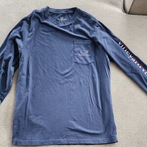 Vineyard Vines Kid's Unisex Navy Long Sleeve Tee